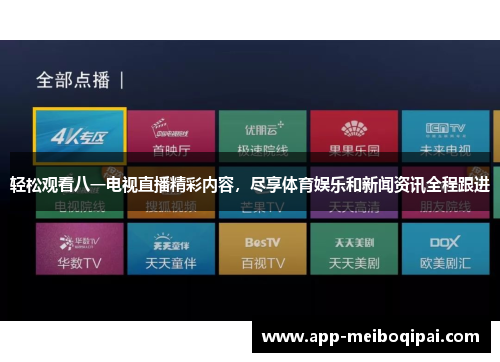 轻松观看八一电视直播精彩内容，尽享体育娱乐和新闻资讯全程跟进